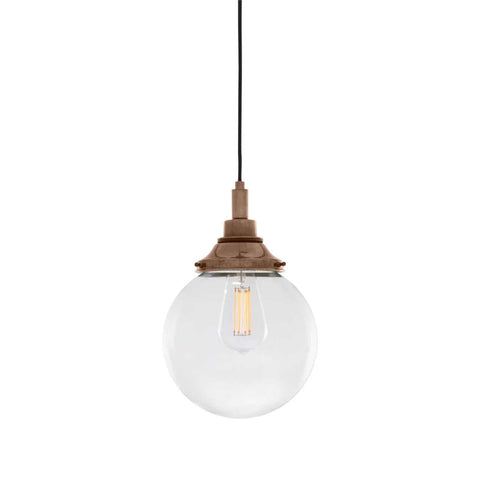 Laguna Bathroom Pendant light with clear glass globe and vintage bulb, modern hanging design for bathrooms and kitchens