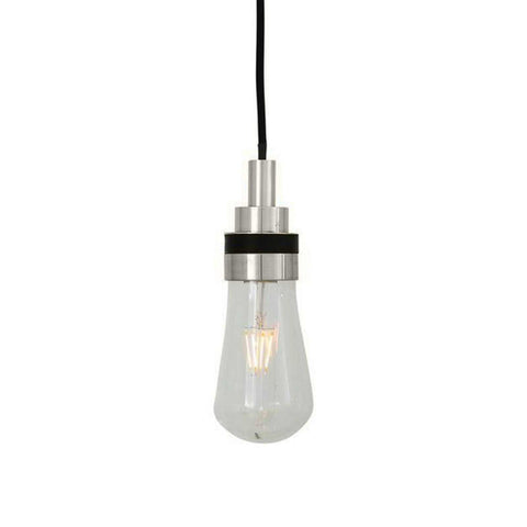 Bo Bathroom Pendant Light with teardrop clear glass shade and metal fixture, suitable for bathrooms and outdoor spaces