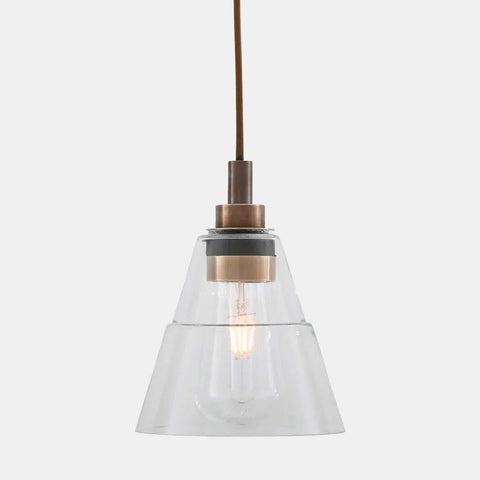Bo Bathroom Pendant Light with clear glass teardrop shade, water-resistant design for bathrooms and outdoor spaces.
