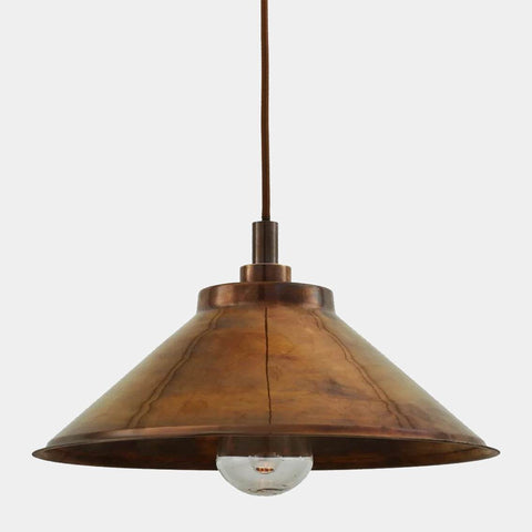 Hadleigh Bathroom Pendant Light with handcrafted brass shade, industrial design, IP65 water-resistant for indoor and outdoor use.
