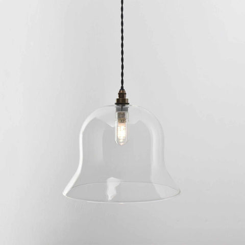 Bodium Bathroom Clear large glass pendant light with adjustable cord and exposed bulb design