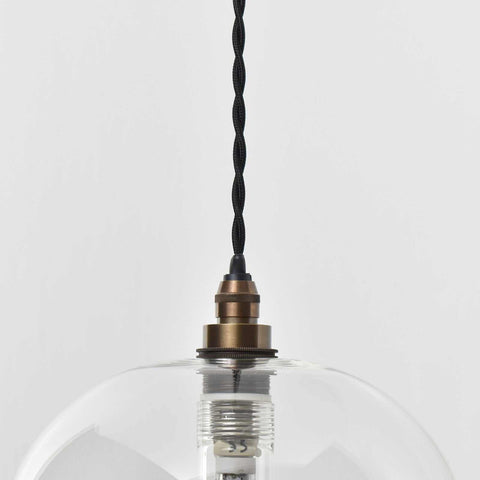 Bodium Bathroom clear glass pendant light with adjustable flex and bronze fitting