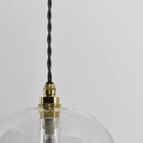 Bodium Bathroom Clear large glass shade pendant light with brass fitting and adjustable cord