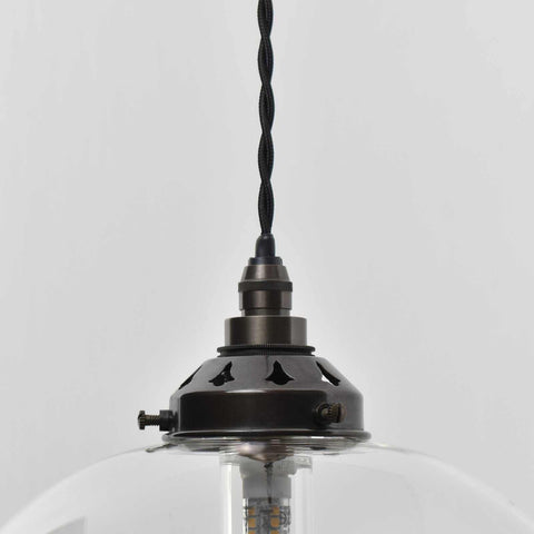 Hythe Medium Clear Glass Shade pendant light with hand blown curvaceous design and adjustable flex