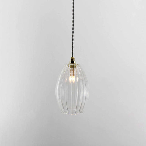 Camber medium ribbed glass shade pendant light with adjustable flex for bathroom lighting