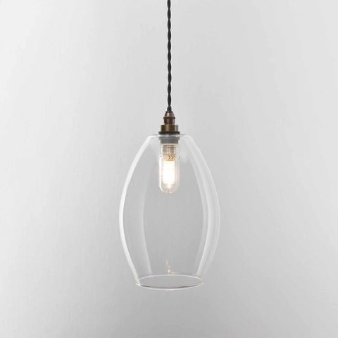 Camber medium clear glass pendant light with adjustable cord for bathroom décor