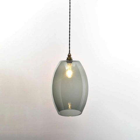 Camber large smoked glass shade bathroom pendant light with adjustable flex and warm glow