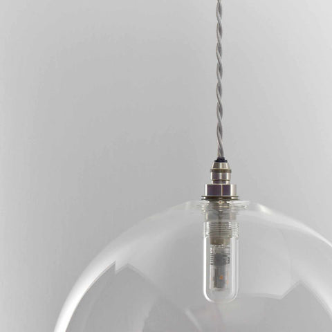Soho Extra Large clear glass shade bathroom pendant light with twisted cord and metal fitting