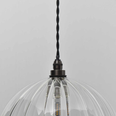 Soho Large Ribbed Glass Shade pendant light with handblown glass and vintage style for bathroom decor