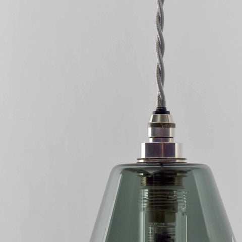 Rye small smoked glass shade bathroom pendant light with handblown smoked glass and minimalist design