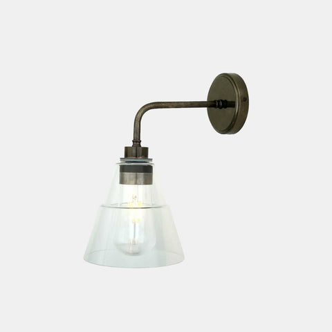 Bo Bathroom Wall light with industrial design, clear glass shade, and IP65 waterproof rating for indoor and outdoor use
