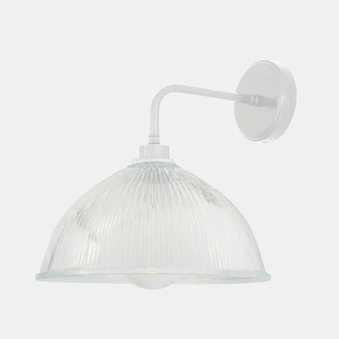 Maris Bathroom Wall Light with straight arm and prismatic glass shade, waterproof and elegant for bathroom or outdoor use