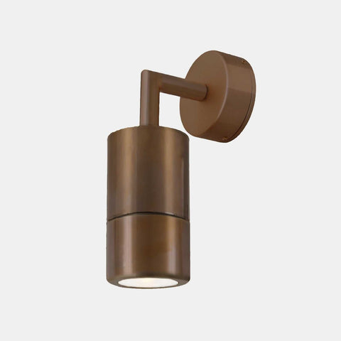 Ennis IP65 Wall Light with brass cylindrical shade and wall bracket, weatherproof outdoor lighting fixture