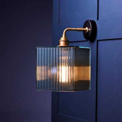 Bramley Bathroom Reeded Globe Wall Light with handcrafted glass shade and LED bulb.