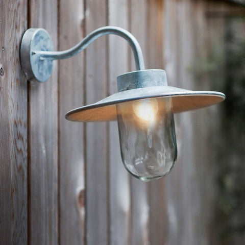 St Ives Galvanised Outdoor Swan Neck Light