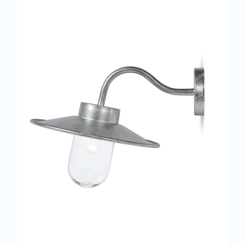 St Ives Swan Neck Light galvanised outdoor wall light with curved arm and weatherproof design