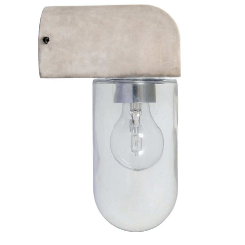 Southbank Outdoor Wall Light with polymer concrete finish and glass shade, weatherproof IP44 rated downlight for outdoor or bathroom use