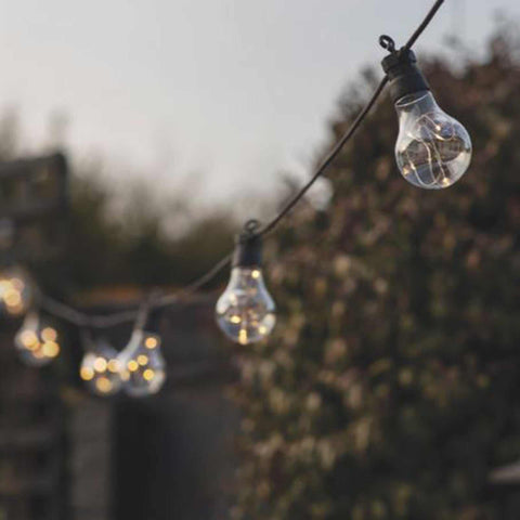 Solar Festoon 10 Bulb Classic Lights in black for outdoor illumination.