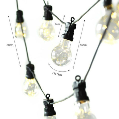 Classic Festoon 20 Bulbs outdoor string lights with warm LED bulbs and loop fittings for easy hanging
