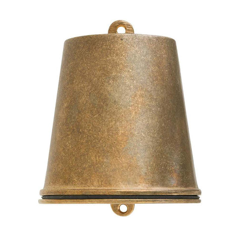 Wade Outdoor Spot Light in natural brass finish with vintage style and sleek curved design for outdoor use
