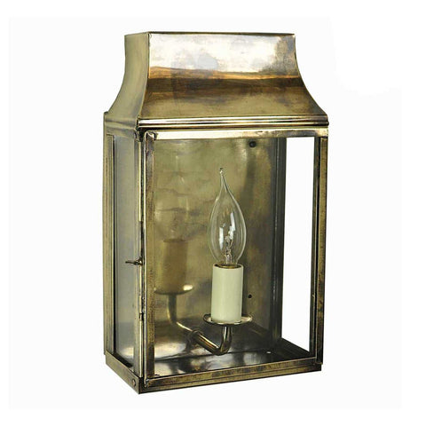 Kingsley Outdoor Wall Lantern brass weather-resistant small porch light with vintage glass enclosure
