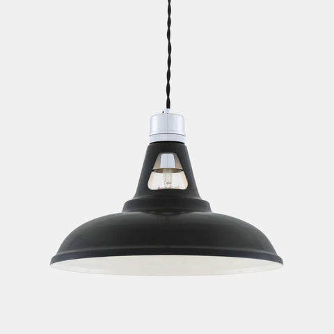 Vienna Pendant Light with industrial black shade and exposed bulb design for modern home decor