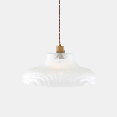 Mono Prismatic Pendant Light with prismatic glass shade and vintage-modern design, 40cm diameter, ideal for kitchens and dining areas.