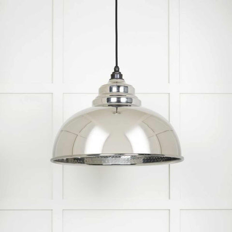 Brampton Nickel Pendant Light handcrafted polished brass with sleek rounded design hanging in modern interior