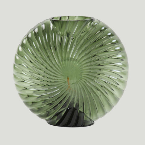 Green multi-faceted glass Salcombe cordless table lamp with seashell-inspired design