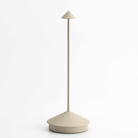 Zafferano Pina Pro rechargeable minimalist sand table lamp with touch controls and dimmer in beige