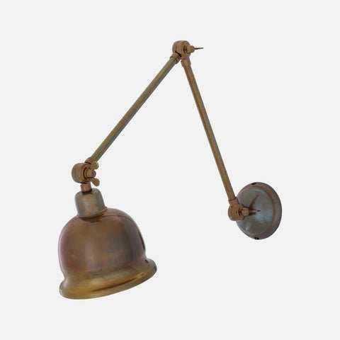 Dale Adjustable Wall Light with vintage brass finish and three pivot points for versatile directional lighting