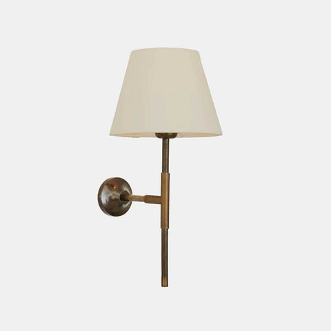 Tenby Brass Wall Light with 20cm empire cream fabric lampshade and brass fixture