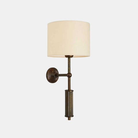 Gorey Wall Light with handcrafted drum lampshade and bronze finish for classic home decor