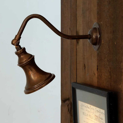 Kent Adjustable Wall Light vintage brass wall-mounted adjustable spotlight perfect for reading or displaying decor