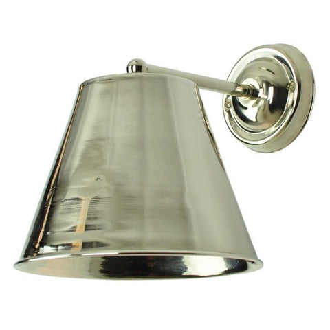 Large Henley Bell Wall Light in polished nickel solid brass with industrial and modern design