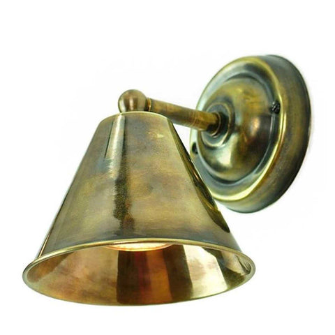 Henley Bell Wall Light small solid brass vintage-style wall lamp in antique brass finish