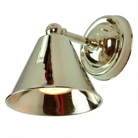 Henley Bell Wall Light small polished nickel vintage brass bell-shaped wall lamp for task and accent lighting