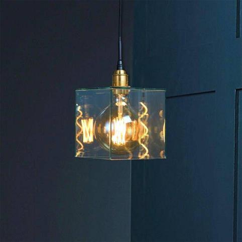 ELEGANT CLEAR GLASS Bathroom Globe LED Pendant Light in Brass