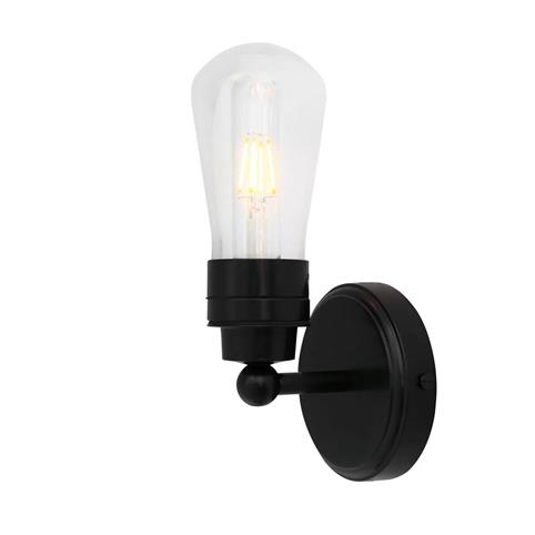 IDEN Simple Industrial Single Bathroom LED Wall Light in Matt Black