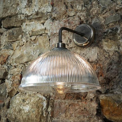 SOL STRAIGHT ARM Prismatic Bathroom Wall Light in Antique Silver