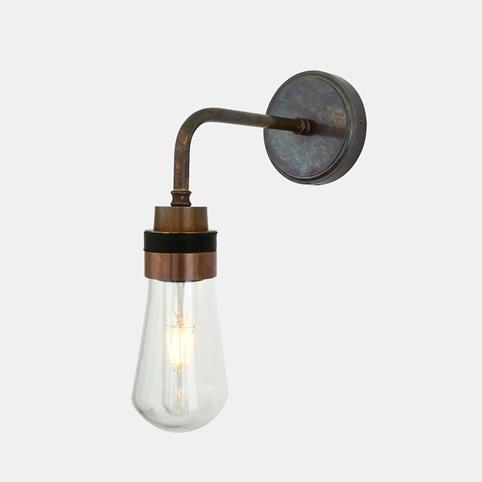 SOLID INDUSTRIAL Bathroom Wall Light IP65 Rated in Antique Brass