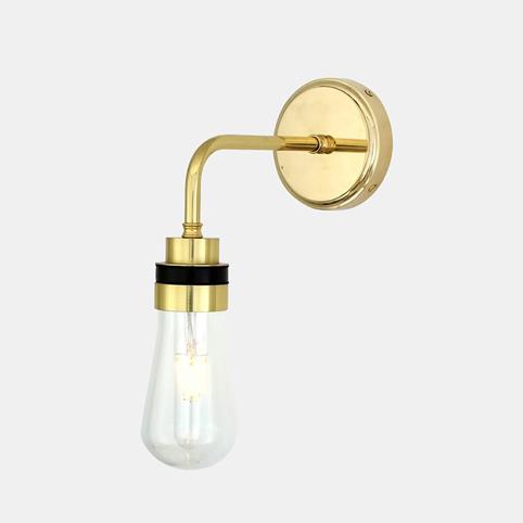 SOLID INDUSTRIAL Bathroom Wall Light IP65 Rated in Polished Brass
