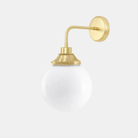 LAGUNA 20CM Opal Glass Globe Bathroom Wall Light IP44 in Satin Brass