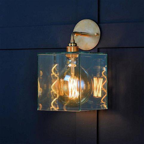 IP44 GLOBE LED Clear Glass Bathroom Wall Light in Brass