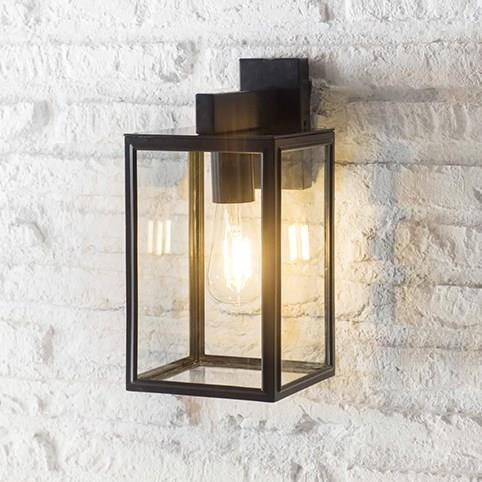 BELGRAVE Carriage Outdoor Clear Glass Wall Light in Black