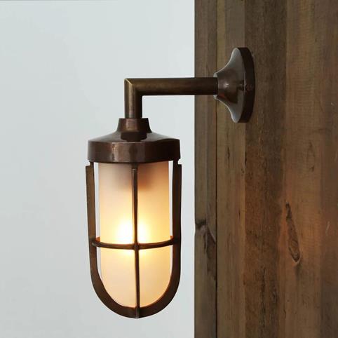 TRADITIONAL CLADACH Cage Outdoor IP65 Wall Light in Antique Brass