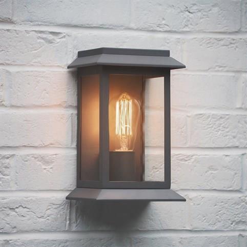 GROSVENOR Outdoor Traditional Box Wall Light - Light Grey in Charcoal