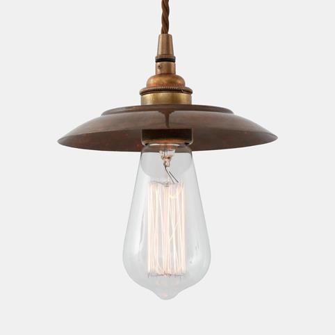 REZNOR SMALL Industrial Shaded Pendant Light in Antique Brass