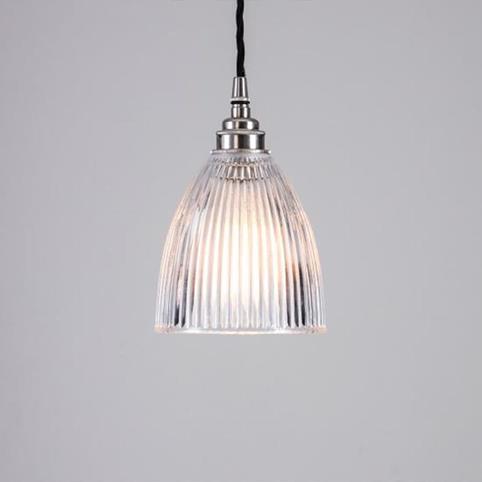 SMALL CLASSIC PRISMATIC Glass Bell Shaped Pendant Light in Polished Nickel