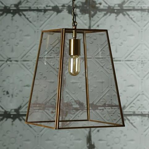 LUXOR LARGE Clear Glass and Brass Pendant in Brass